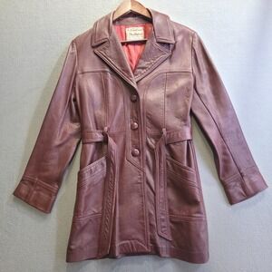 Vtg Leathers by New England Sports Wear Co Leather Jacket/Coat Women's Brown/Red
